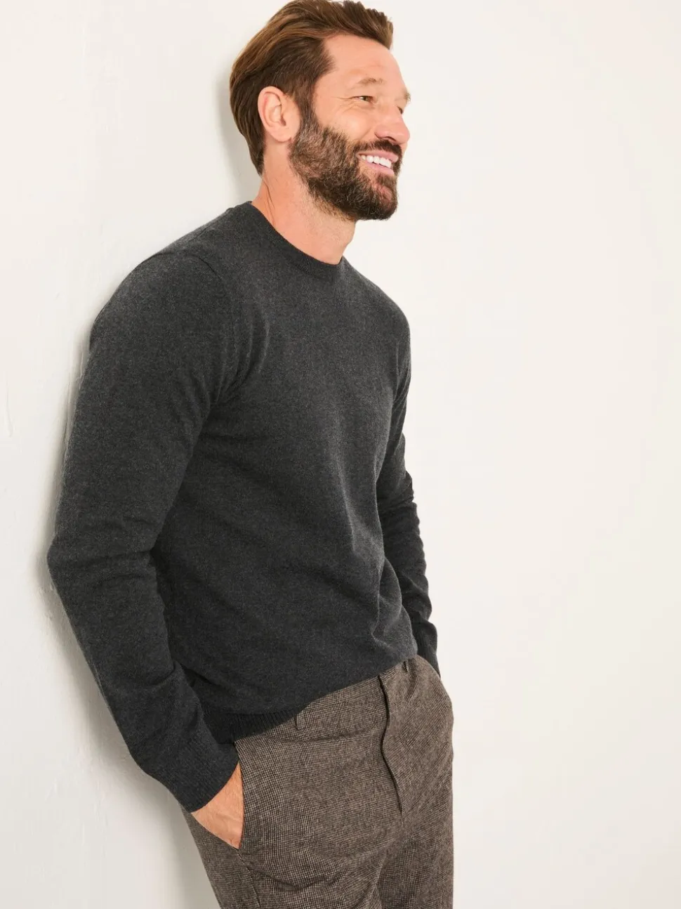 Antraciet - FatFace Crew Neck Knitted Jumper