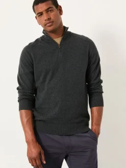 Antraciet - FatFace Half Zip Neck Knitted Jumper
