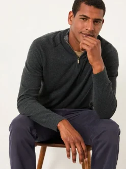 Antraciet - FatFace Half Zip Neck Knitted Jumper