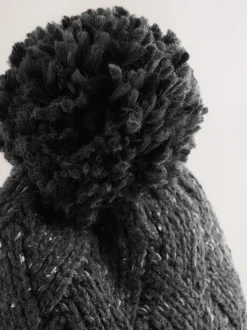Antraciet - Muts met pompon