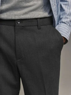 Antraciet - Normale pasvorm chique broek met wol