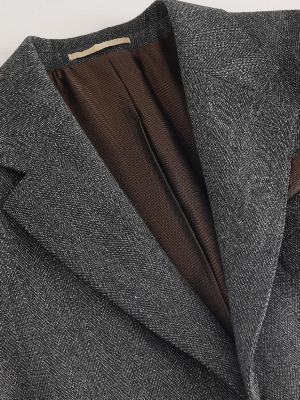 Antraciet - Regular Fit Signature Marzotto 100% Italian Wool Herringbone Suit Jacket