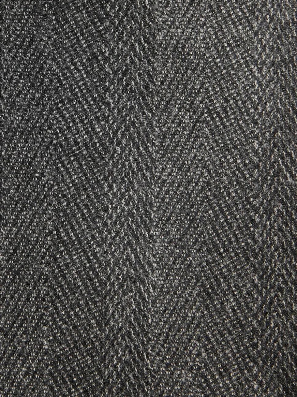 Antraciet - Regular Fit Signature Marzotto 100% Italian Wool Herringbone Suit Jacket
