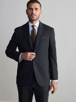 Antraciet - Regular Fit Signature Nova Fides 100% Italian Wool Suit Jacket