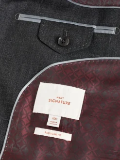 Antraciet - Regular Fit Signature Nova Fides 100% Italian Wool Suit Jacket