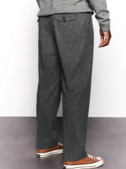 Antraciet - Regular Fit Smart Brushed Cotton Textured Trousers