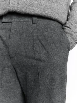 Antraciet - Regular Fit Smart Brushed Cotton Textured Trousers