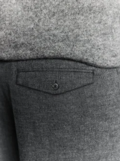 Antraciet - Regular Fit Smart Brushed Cotton Textured Trousers