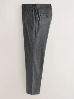 Antraciet - Regular Fit Smart Brushed Cotton Textured Trousers