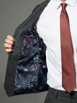 Antraciet - Regular Fit Wollen Blend Getrimd Kostuum Waistcoat