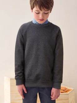 Antraciet - Schoolsweater met ronde hals (3-17jr)