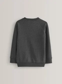 Antraciet - Schoolsweater met ronde hals (3-17jr)