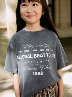 Antraciet - Set van oversized T-shirt en geruite rok (3-16jr)