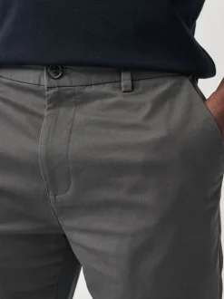 Antraciet - Slim Fit - Chinoshort met stretch
