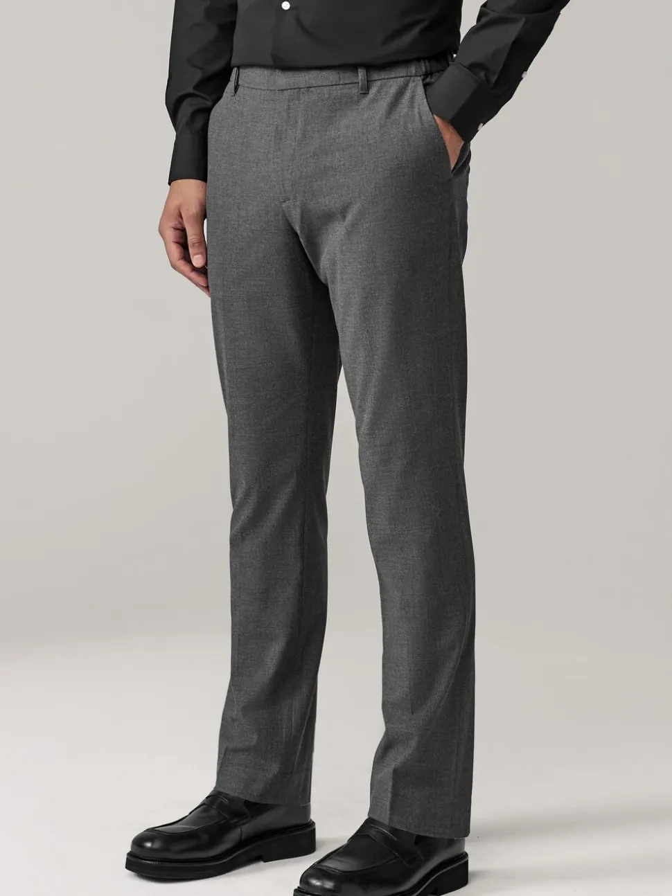 Antraciet - Slim Fit - Elasticated Waist Motionflex Stretch Smart Trousers