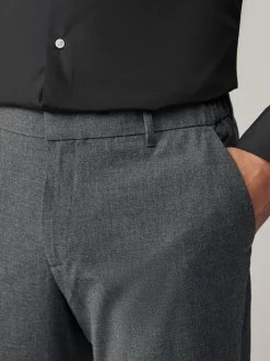 Antraciet - Slim Fit - Elasticated Waist Motionflex Stretch Smart Trousers