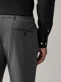 Antraciet - Slim Fit - Elasticated Waist Motionflex Stretch Smart Trousers