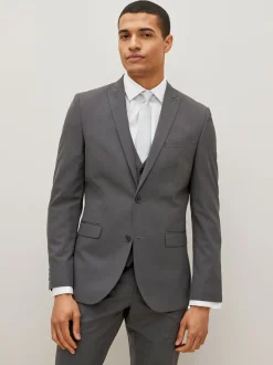 Antraciet - Slim Fit - Kostuum met twee knopen: colbert