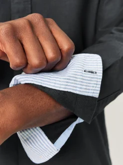 Antraciet - Slim Fit - Oxford-hemd met lange mouwen