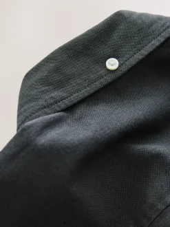 Antraciet - Slim Fit - Oxford-hemd met lange mouwen