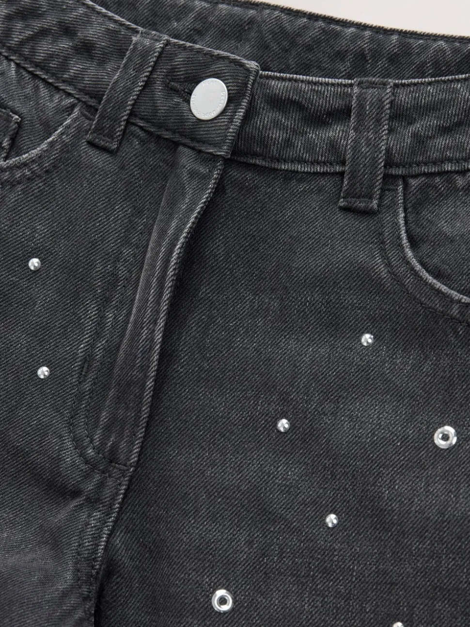 Antraciet - Stud Embellished Wide Leg Jeans (3-16yrs)