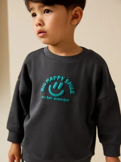 Antraciet - Sweatshirt met ronde hals en all-over print (3 mnd - 7 jr)