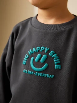 Antraciet - Sweatshirt met ronde hals en all-over print (3 mnd - 7 jr)