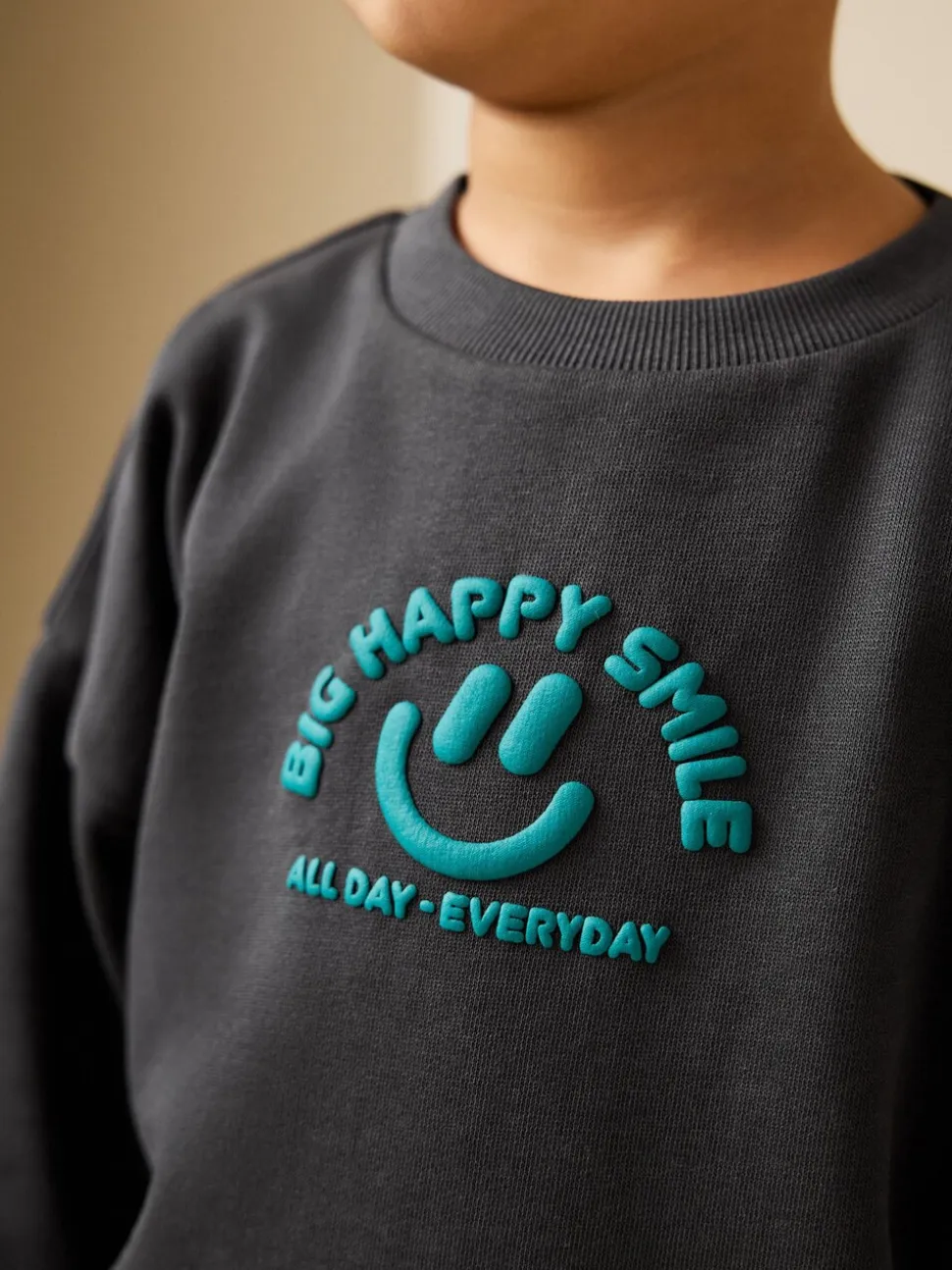 Antraciet - Sweatshirt met ronde hals en all-over print (3 mnd - 7 jr)