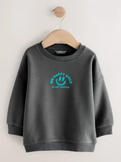 Antraciet - Sweatshirt met ronde hals en all-over print (3 mnd - 7 jr)