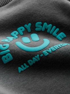 Antraciet - Sweatshirt met ronde hals en all-over print (3 mnd - 7 jr)
