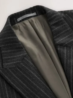 Antraciet - Tailored Fit Signature Empire Mills 100% British Wool Stripe Suit Jacket