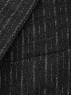 Antraciet - Tailored Fit Signature Empire Mills 100% British Wool Stripe Suit Jacket