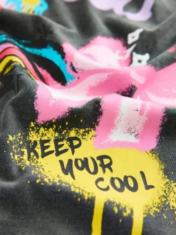 Antraciet graffiti - Oversized T-shirt met grafische print (3-16jr)