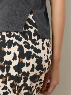 Antraciet met luipaardprint - Pyjama met korte mouwen
