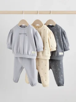 Antracietgrijs & Crème - Baby sweatshirt en joggingbroek 6 -delige set (0mnd -2jr)