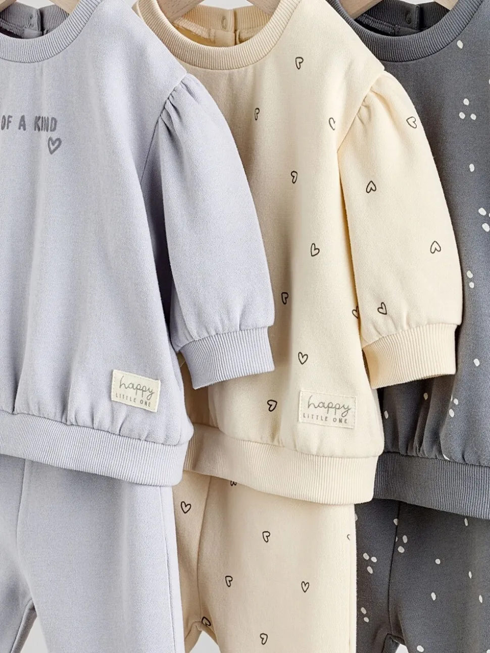 Antracietgrijs & Crème - Baby sweatshirt en joggingbroek 6 -delige set (0mnd -2jr)