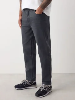 Antracietgrijs - Klassieke stretchjeans met standaard taps toelopende pasvorm
