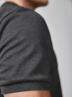 Antracietgrijs - Normale Pasvorm - Piqué poloshirt met korte mouwen