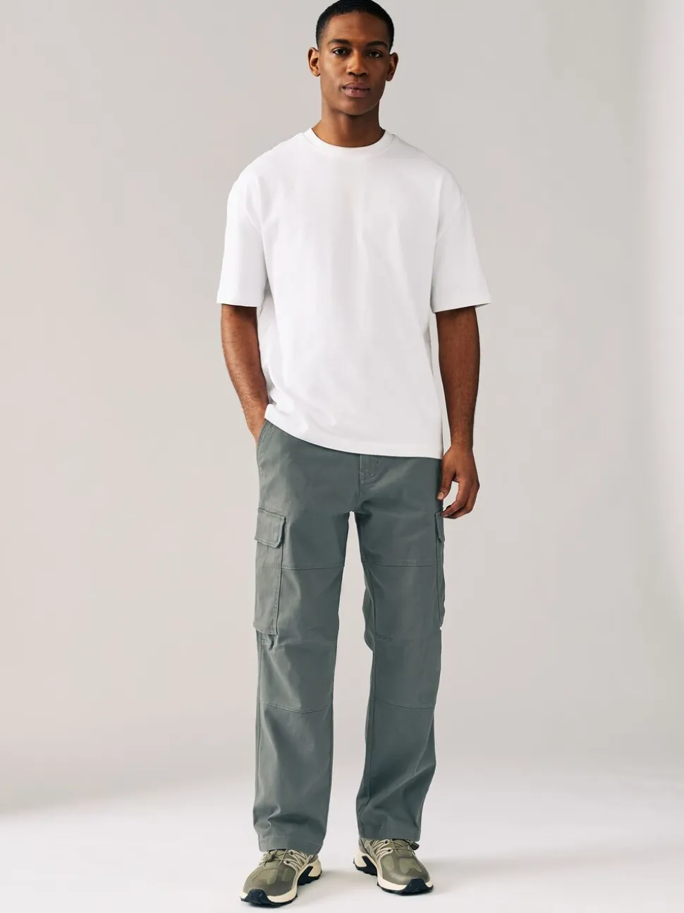 Antracietgrijs - Relaxed fit - Katoenen cargostretchbroek