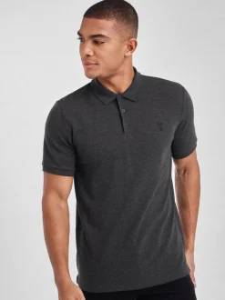 Antracietgrijs - Slim Fit - Piqué poloshirt met korte mouwen