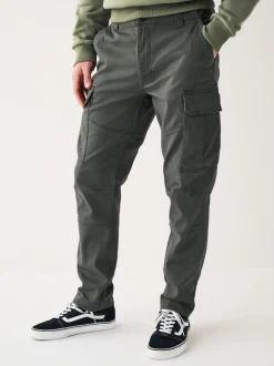Antracietgrijs - Slim Fit - Katoenen cargostretchbroek