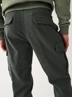 Antracietgrijs - Slim Fit - Katoenen cargostretchbroek