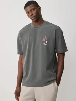 Antracietgrijs Hiroshige - Relaxed fit - T-shirt met kunstenaars/artiestlicentie