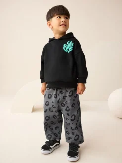 Antracietgrijs luipaardprint - Wijde broek met elastische taille (3mnd-7jr)