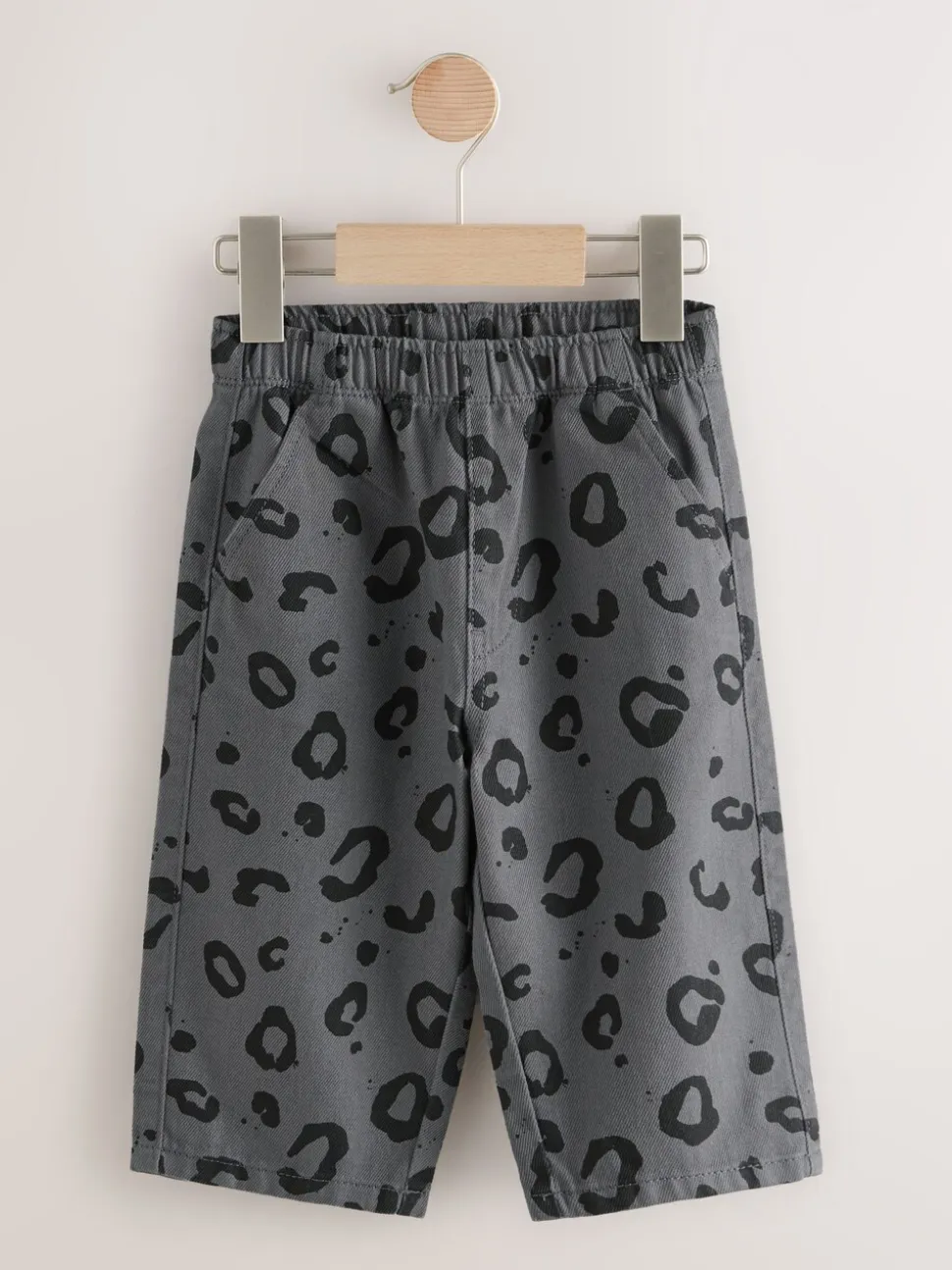 Antracietgrijs luipaardprint - Wijde broek met elastische taille (3mnd-7jr)