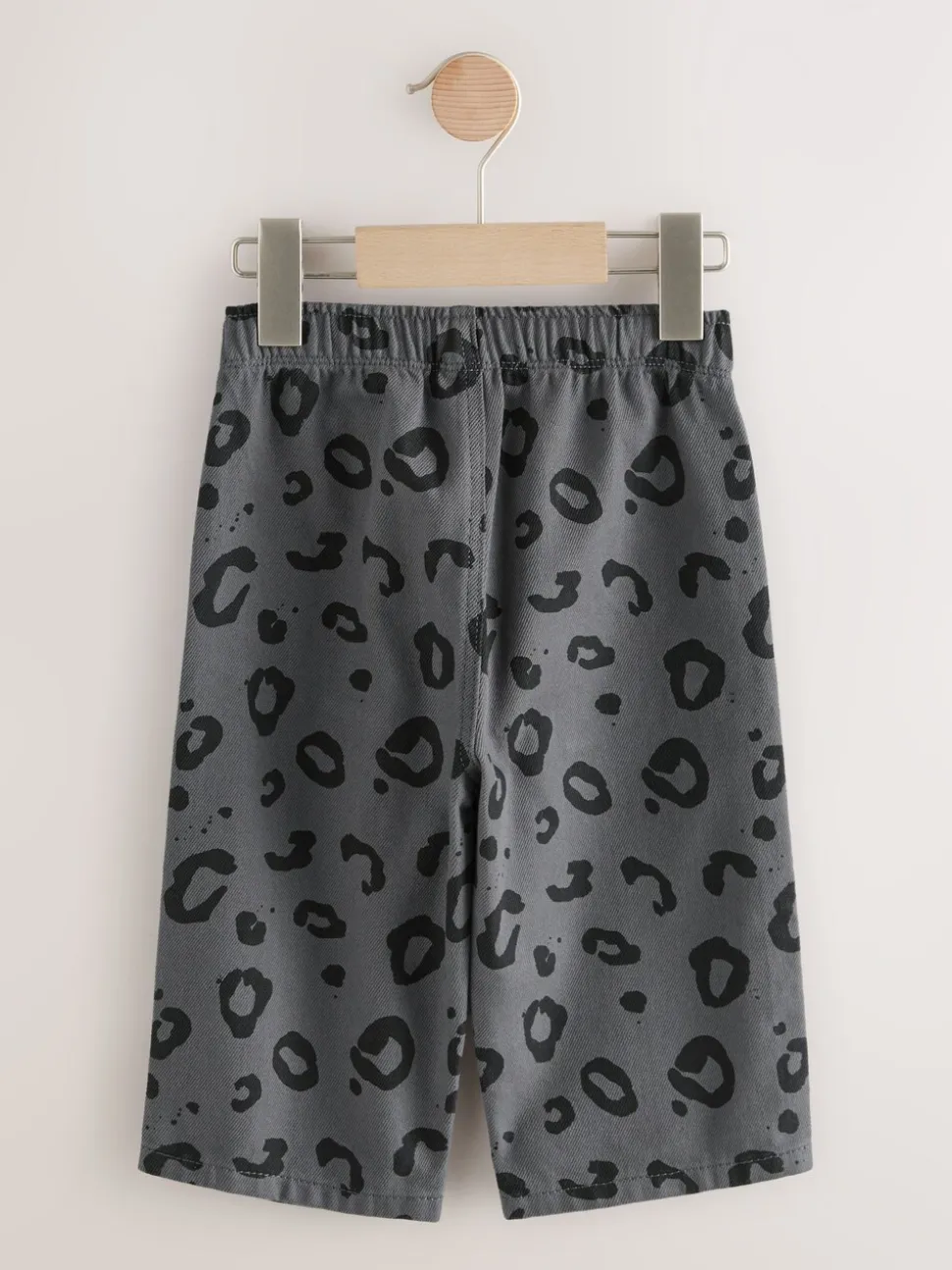 Antracietgrijs luipaardprint - Wijde broek met elastische taille (3mnd-7jr)