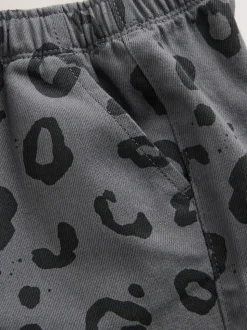 Antracietgrijs luipaardprint - Wijde broek met elastische taille (3mnd-7jr)