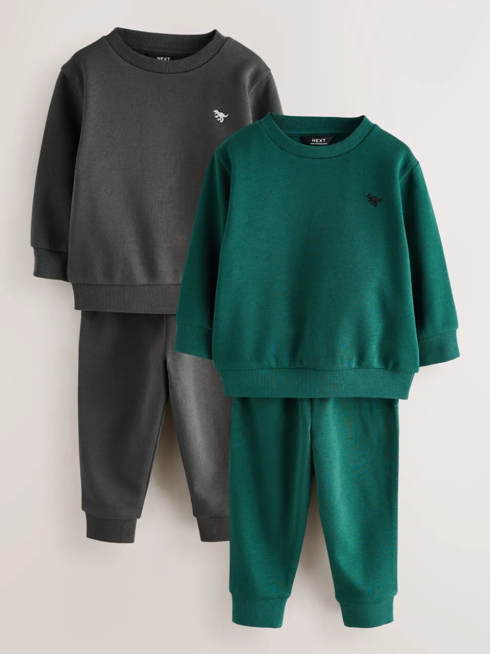 Antracietgrijs/groen - Set van 2 sweatshirts en joggingbroeken (3mnd -7jr)