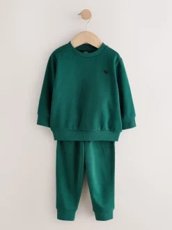 Antracietgrijs/groen - Set van 2 sweatshirts en joggingbroeken (3mnd -7jr)