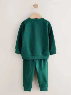 Antracietgrijs/groen - Set van 2 sweatshirts en joggingbroeken (3mnd -7jr)